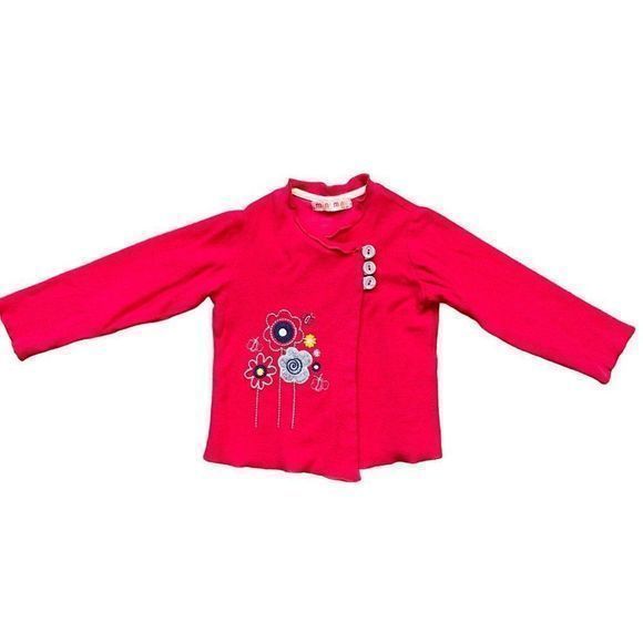 Vintage Mini‎ Minis Long Sleeve Floral Embroidered Wrap Sweater Cardigan Size 3 - Picture 1 of 9